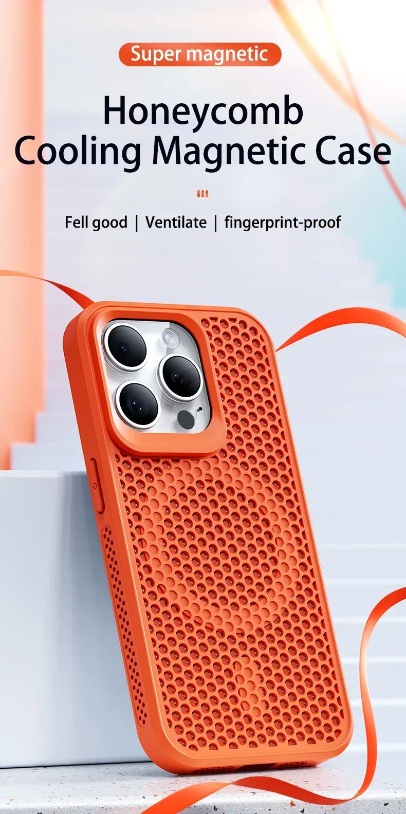 Cooling Phone Case for iPhone 17/16/15/14/13/12 Pro/Max – Breathable Hard Back, Magnetic MagSafe