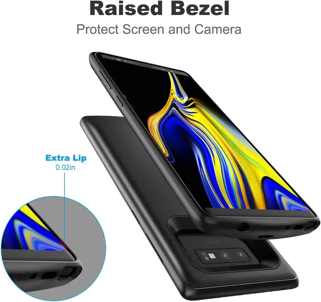 Samsung Galaxy Note 9 Battery Case 6500mAh – Wireless Power Bank Cover with Built-in Charger, Spare Battery Pack