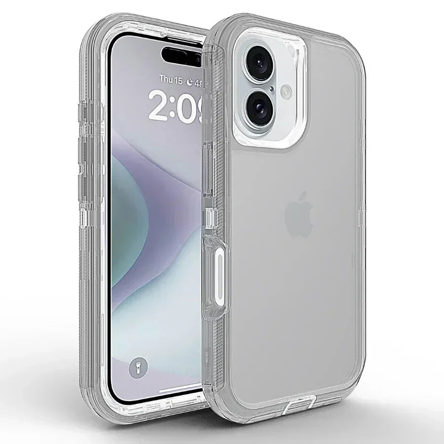 3-in-1 Hybrid Armor Phone Case for iPhone 16E/16/15/14/Plus/13/12/11 Pro Max | Shockproof Rugged Protection Cover