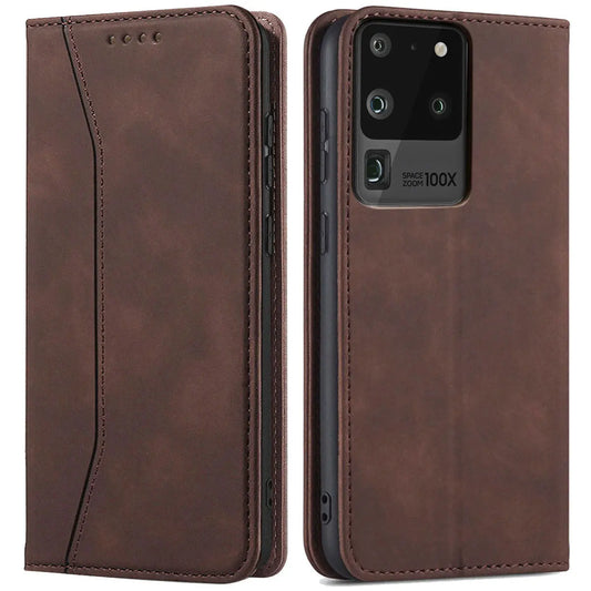 Dark Brown Samsung Galaxy S20 Leather Flip Case