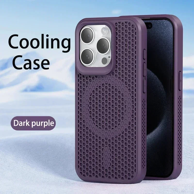 Cooling Phone Case for iPhone 17/16/15/14/13/12 Pro/Max – Breathable Hard Back, Magnetic MagSafe