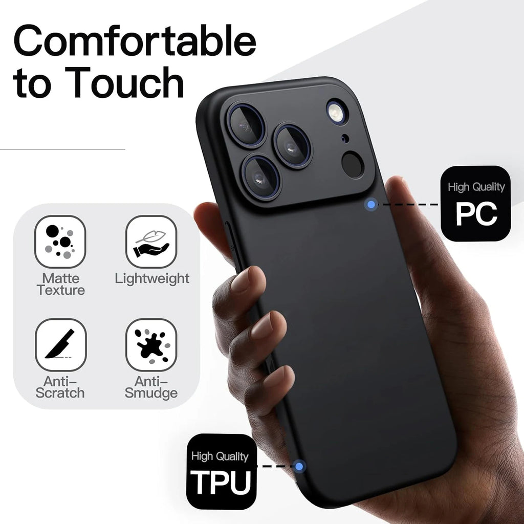 Luxury Full-Black Silicone Phone Case for iPhone 17 Pro Max / 17 Pro / 17 Pro Max – TPU Soft Back Cover