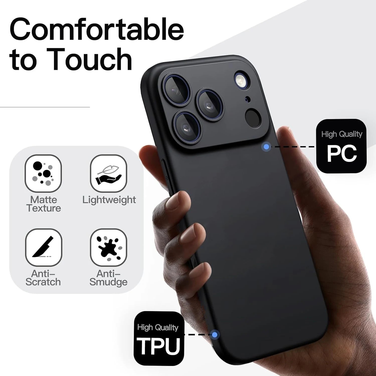 Luxury Full-Black Silicone Phone Case for iPhone 17 Pro Max / 17 Pro / 17 Pro Max – TPU Soft Back Cover
