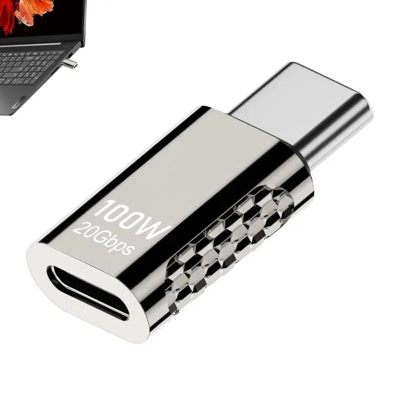 USB-C Straight Angle Adapter Type C Female to Male 20Gbps Fast Data & Charging Converter