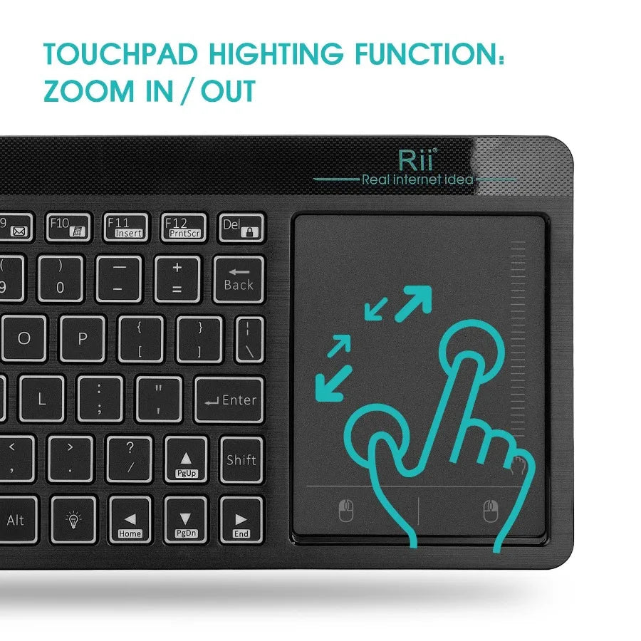 Wireless Multimedia Keyboard with RGB Backlit Keys & Large Multi-Touch
