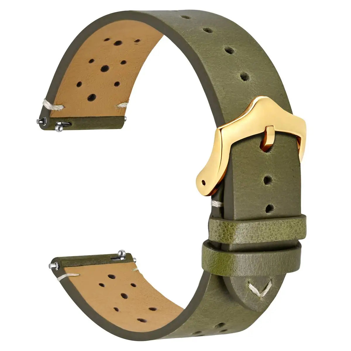 Genuine Leather Watch Bands – 18mm/20mm/22mm Quick Release Vintage Strap for Men & Women, Green/Black/Brown/Blue
