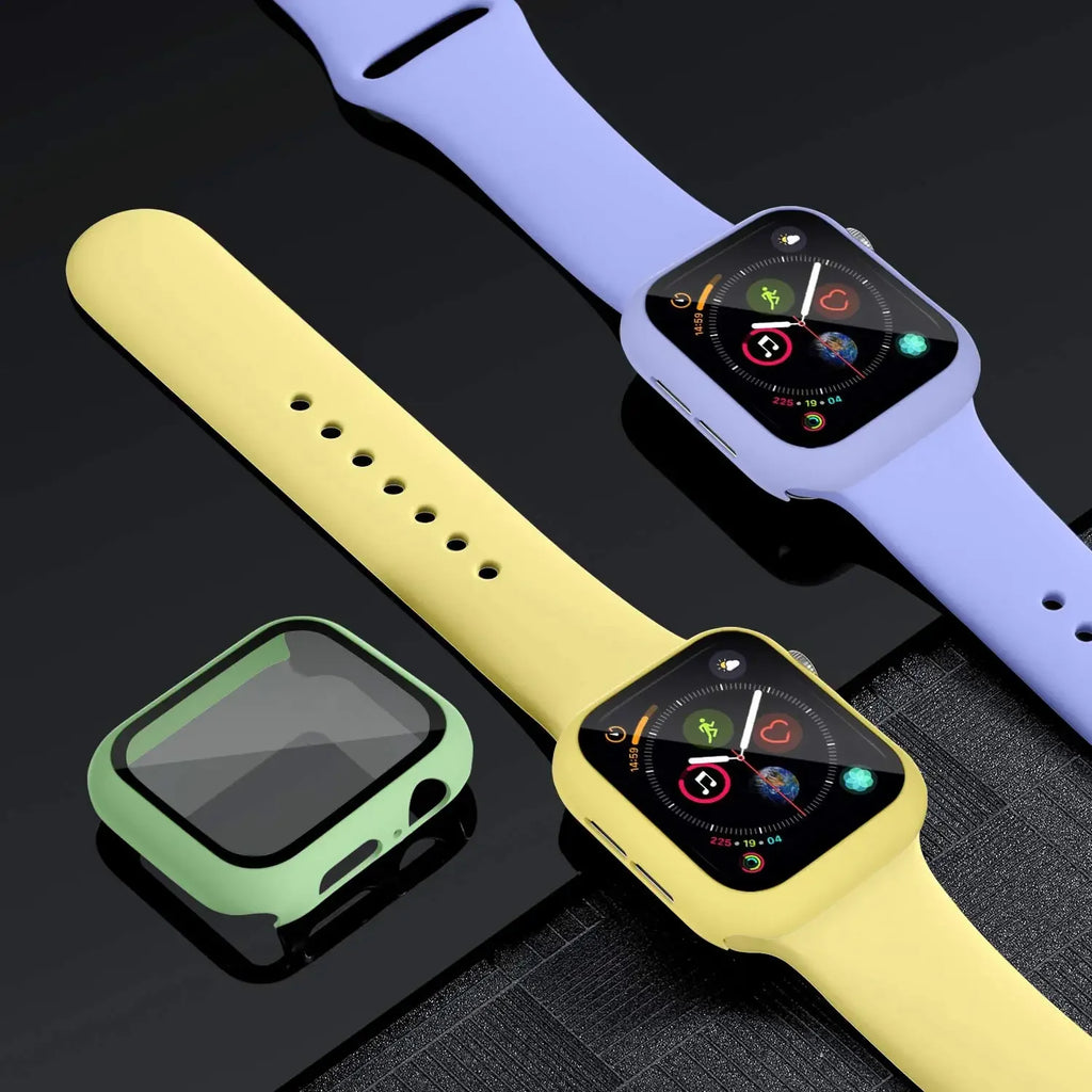 Tempered Glass Screen Protector + Case Cover for Apple Watch Ultra/SE (Series 3–8) – 41mm/44mm/45mm/49mm Compatible,  Watch Case Protector
