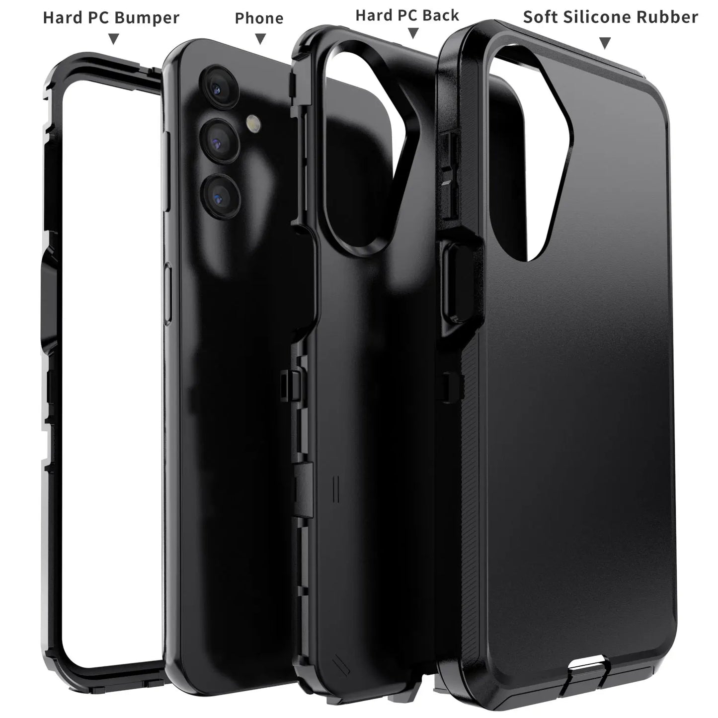Black Samsung Galaxy A16 5G Case – Heavy Duty Shockproof 3-in-1 Case