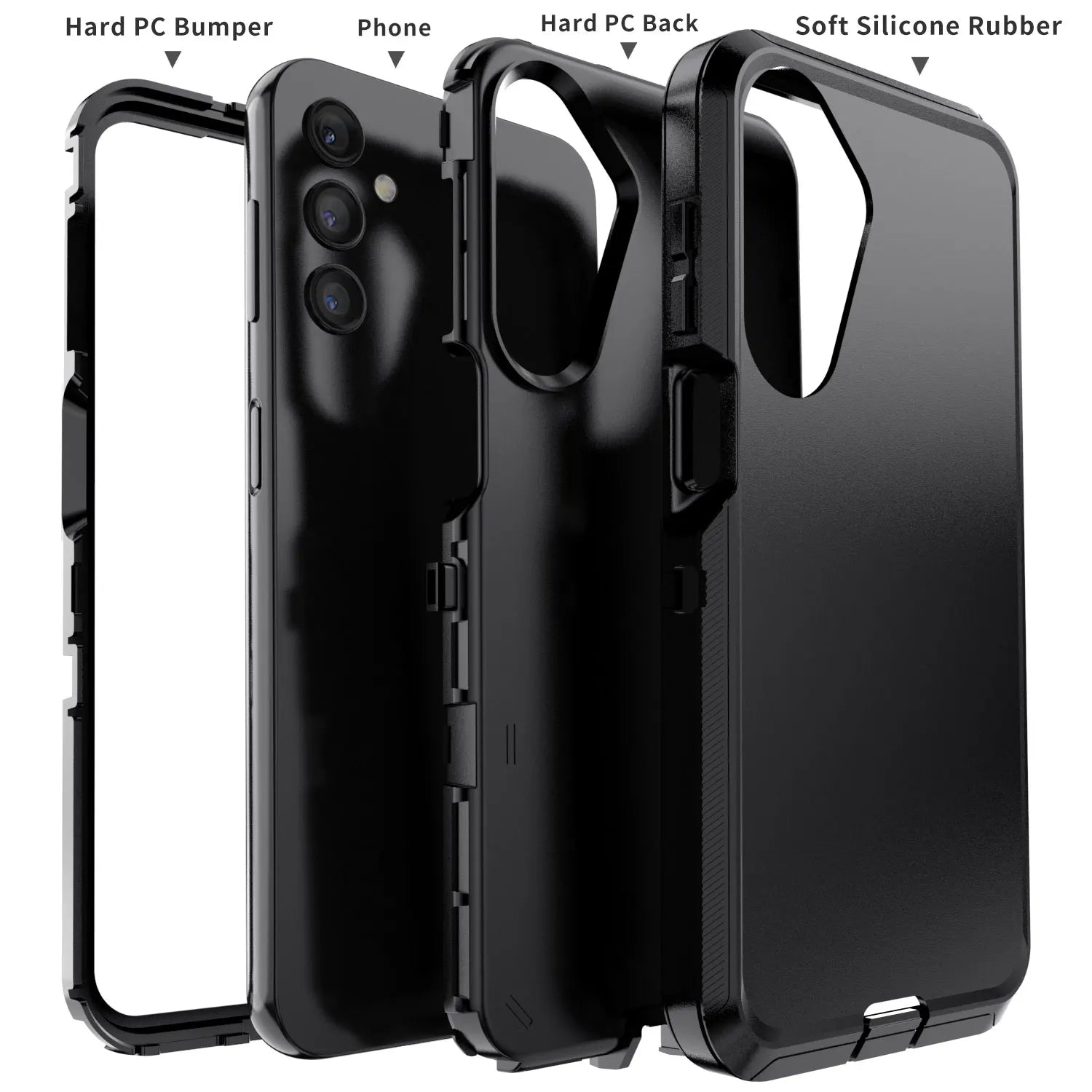 Black Samsung Galaxy A16 5G Case – Heavy Duty Shockproof 3-in-1 Case