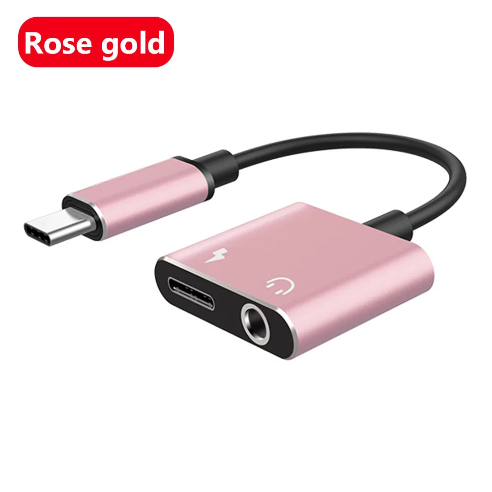 Type-C to 3.5mm Audio Converter – 2-in-1 USB-C Splitter for Headphones & AUX, Compatible with Xiaomi, Huawei, P Series