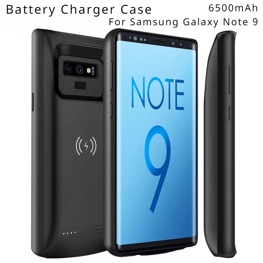 Samsung Galaxy Note 9 Battery Case 6500mAh – Wireless Power Bank Cover with Built-in Charger, Spare Battery Pack