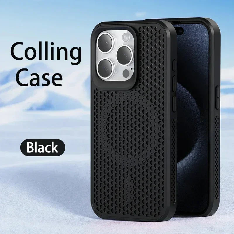 Cooling Phone Case for iPhone 17/16/15/14/13/12 Pro/Max – Breathable Hard Back, Magnetic MagSafe