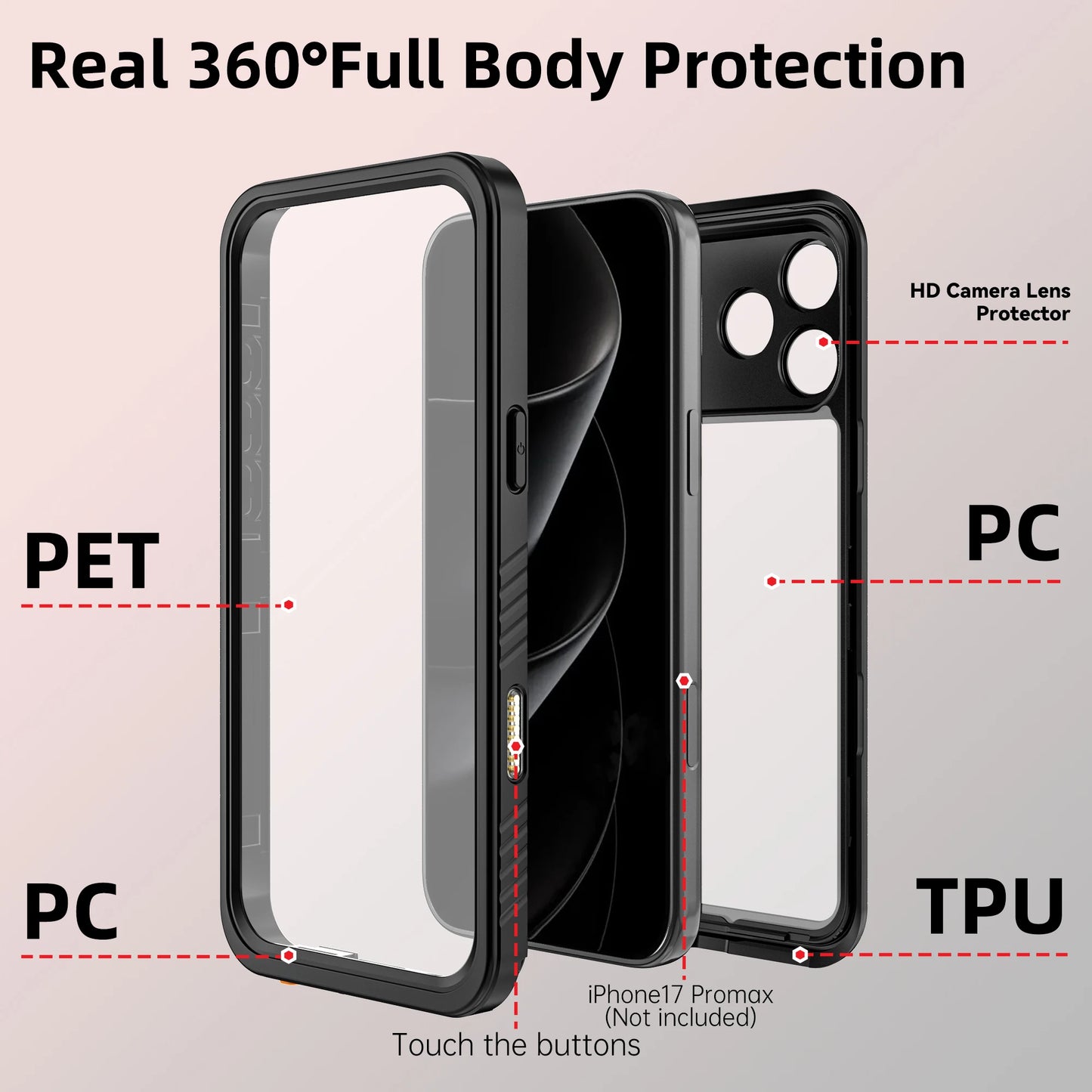 Heavy-Duty IP68 Waterproof Case for iPhone 17 Series (Pro/Max/Air) — Full-Protection, Drop Resistant, All-Round Protective Cover