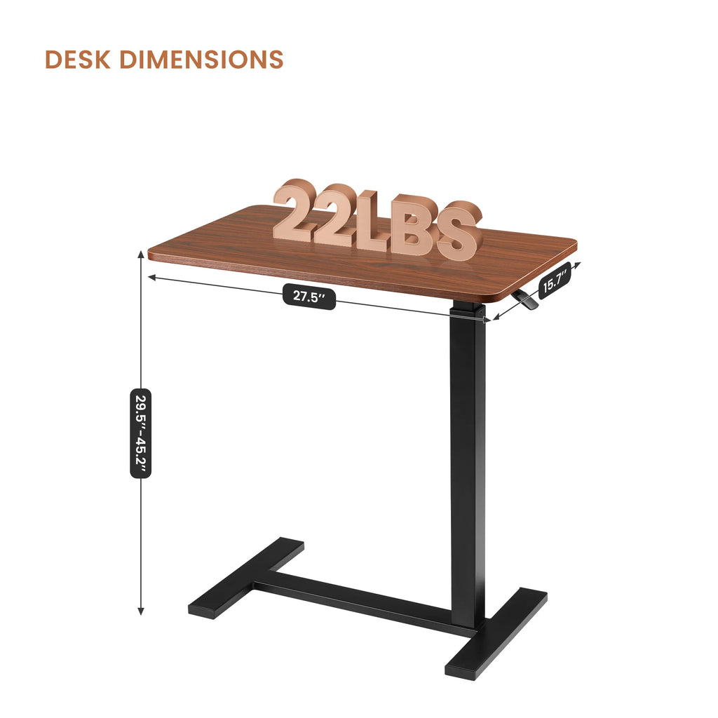 Height-Adjustable Overbed Table: Hidden Wheels & Laptop Desk