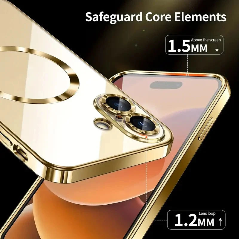 Transparent Crystal Magnetic Wireless Charging Phone Case For iPhone 16 15 14 13 12 11 Pro Max Cases Clear Soft Protective Cover