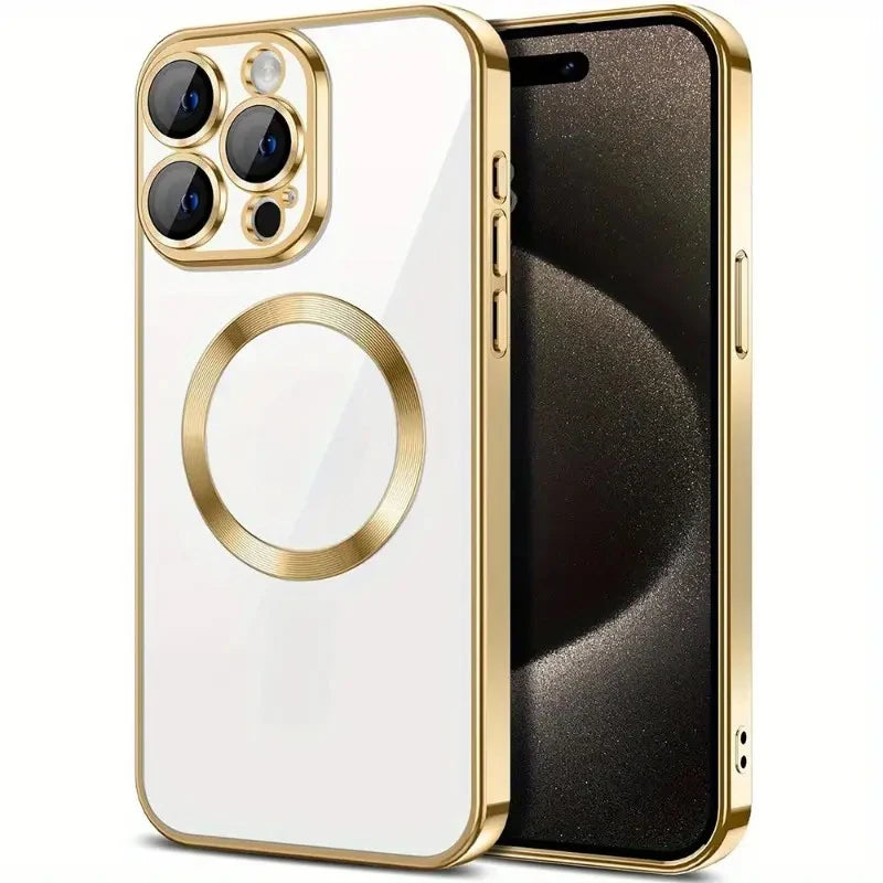 Transparent Crystal Magnetic Wireless Charging Phone Case For iPhone 16 15 14 13 12 11 Pro Max Cases Clear Soft Protective Cover