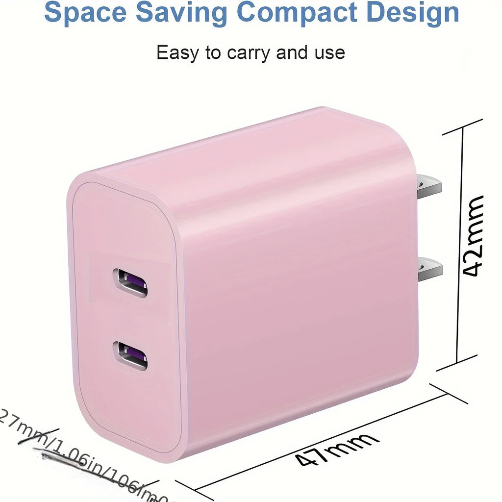 Fast Charge Kit for iPhone – 3-Pack 40W Dual USB-C Wall Chargers with 6ft Lightning Cables (12/13/11/XR/XS)