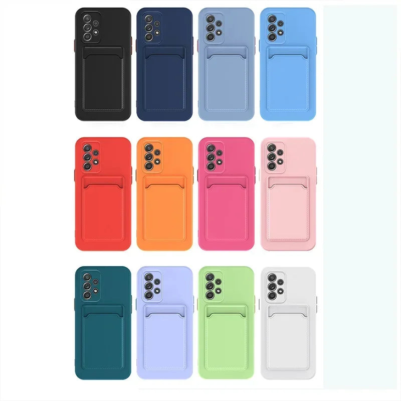 Soft Silicone Slot Wallet Card Holder Case for Samsung Galaxy (S24–S20 FE, Note20 Ultra, A51/A71/A54)