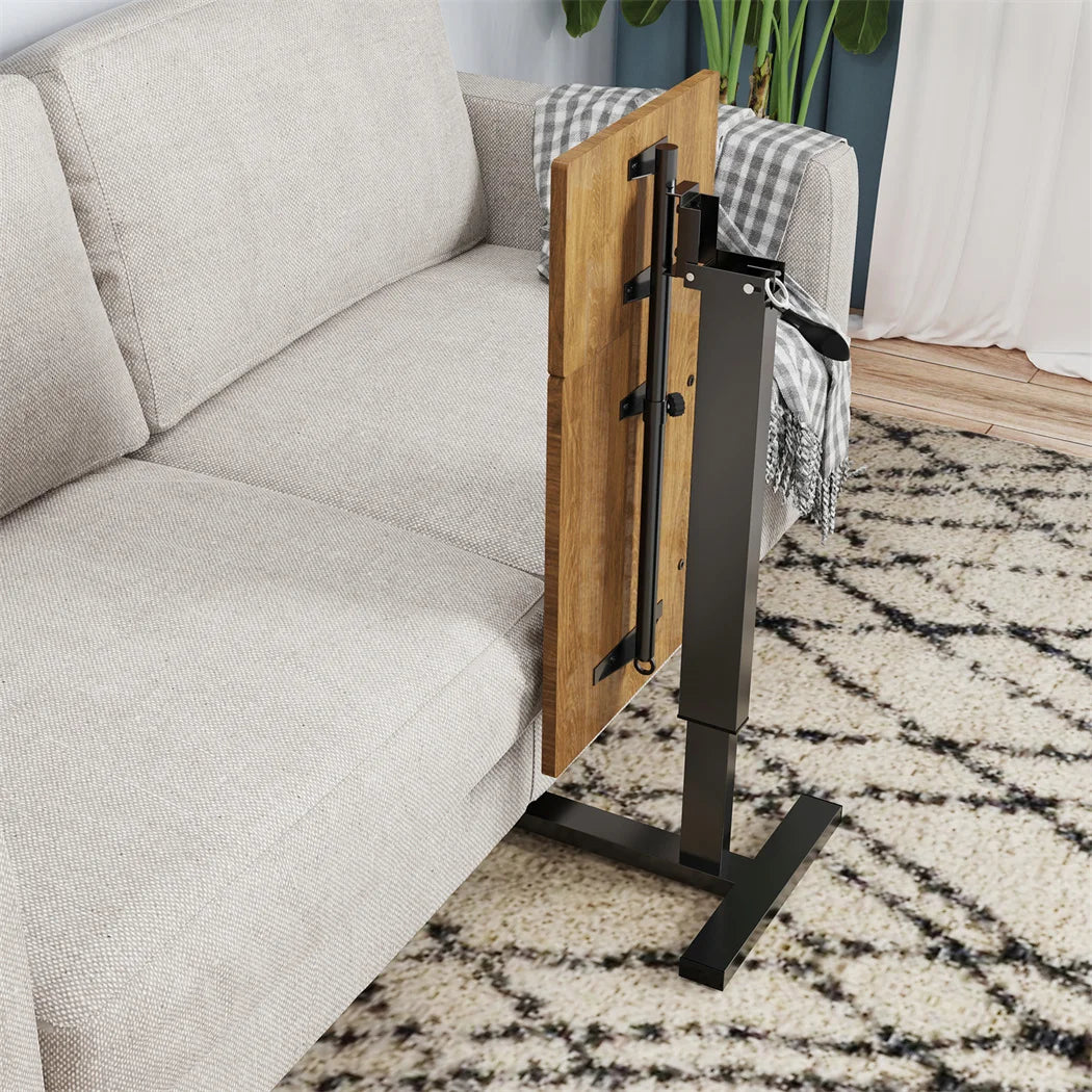 Height-Adjustable Overbed Table: Hidden Wheels & Bedside Laptop Desk