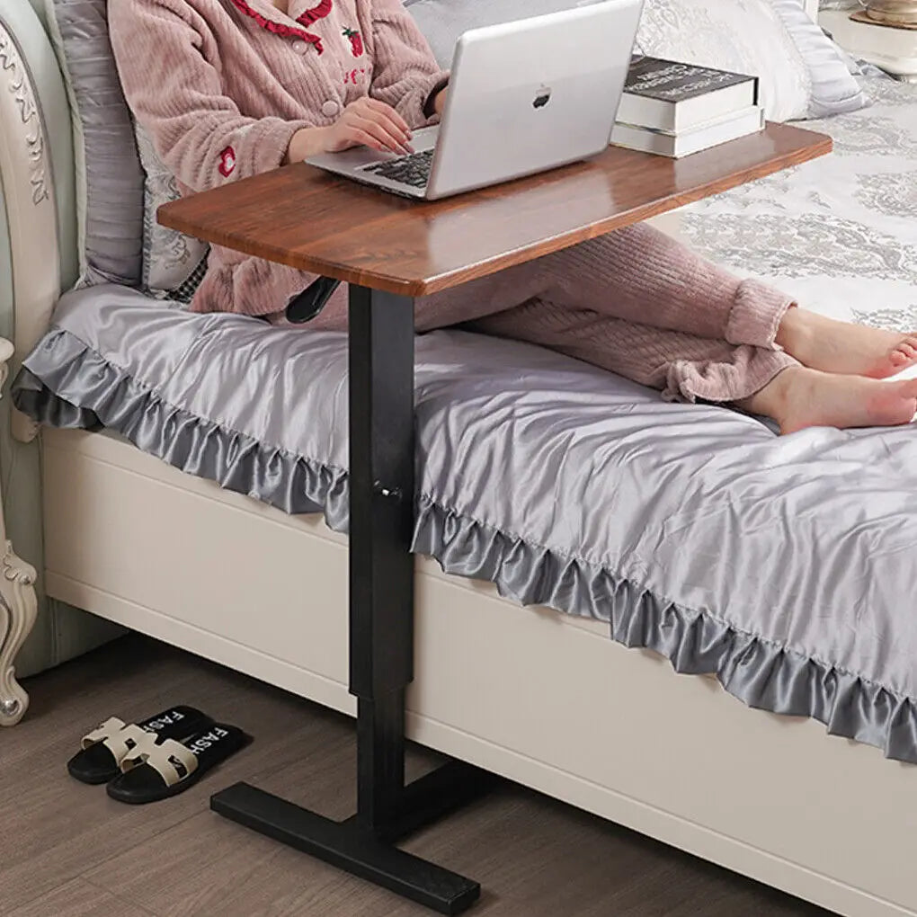 Height-Adjustable Overbed Table: Hidden Wheels & Bedside Laptop Desk