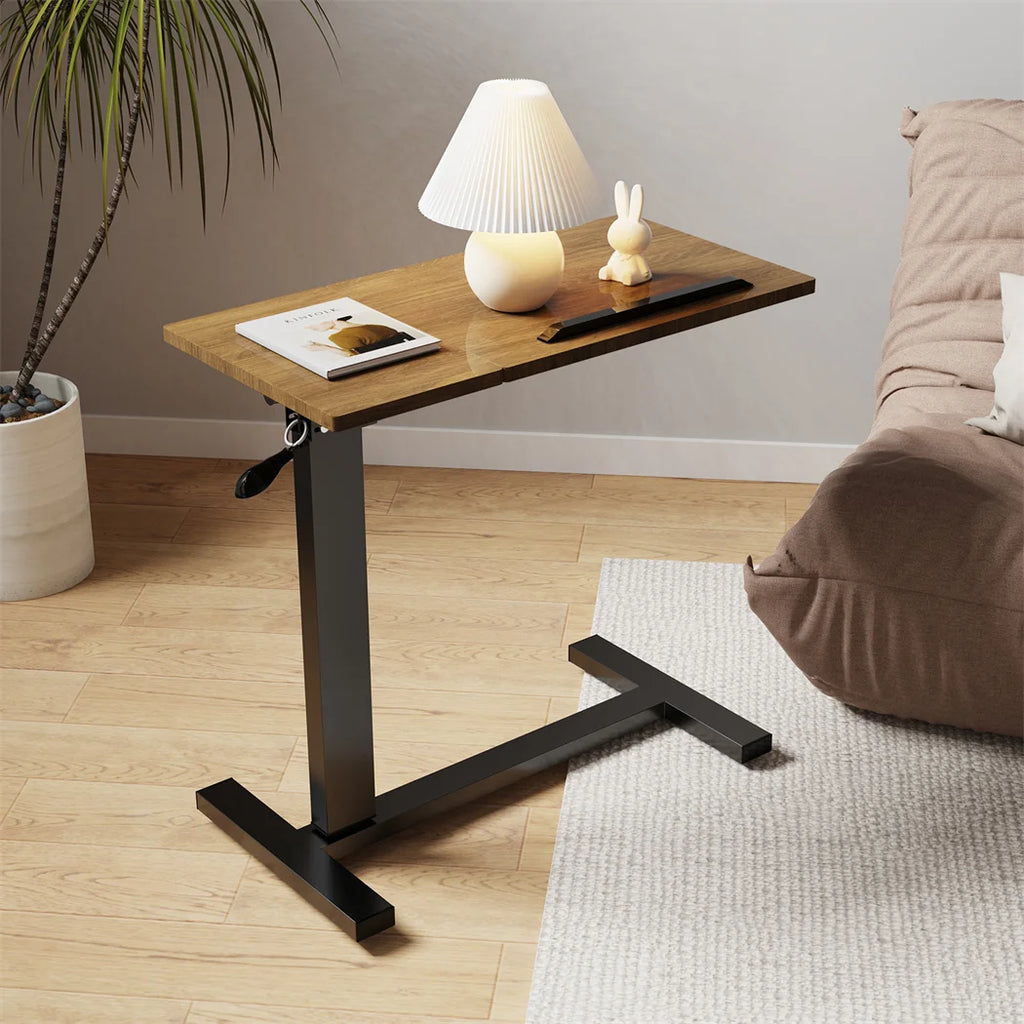 Height-Adjustable Overbed Table: Hidden Wheels & Bedside Laptop Desk