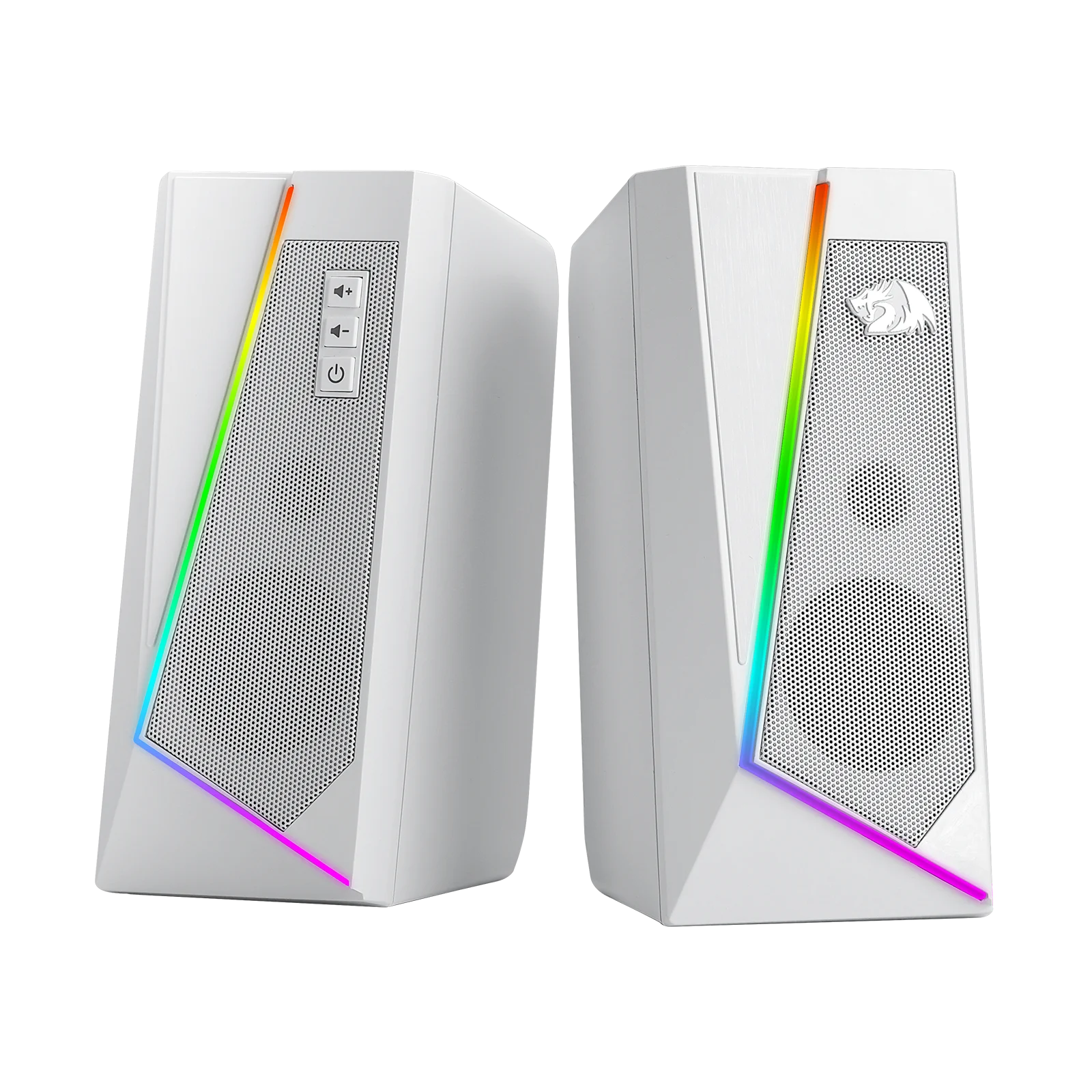 Redragon GS520 RGB PC Speakers – 2.0 Channel Desktop Audio with Six LED Modes, High-Quality Stereo Sound (White/Pink)
