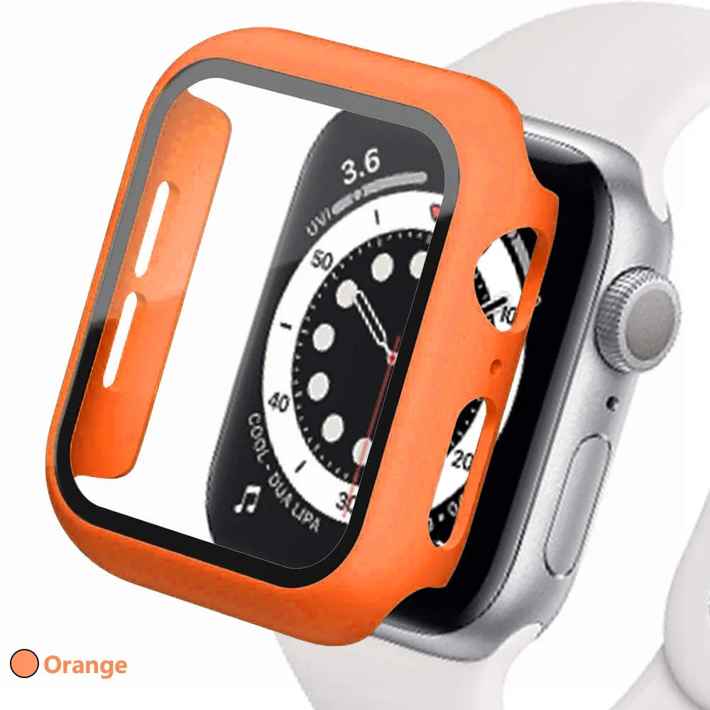 Tempered Glass Screen Protector + Case Cover for Apple Watch Ultra/SE (Series 3–8) – 41mm/44mm/45mm/49mm Compatible,  Watch Case Protector