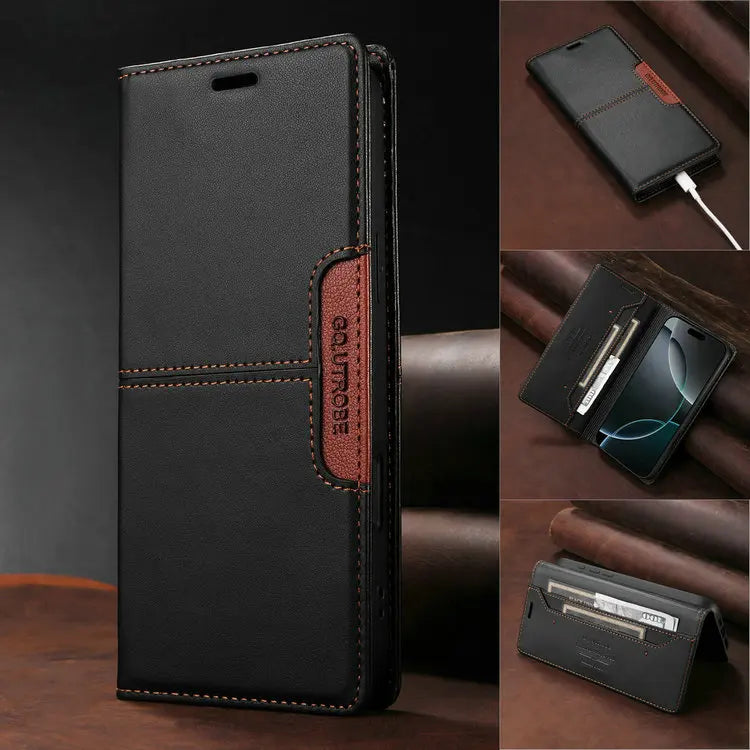 Premium Leather Book Case for iPhone 17 Pro/Pro Max/17 Air — RFID Wallet Cover, Luxury Coque Folio, 5G Protection, ProMax Wallet Fundas