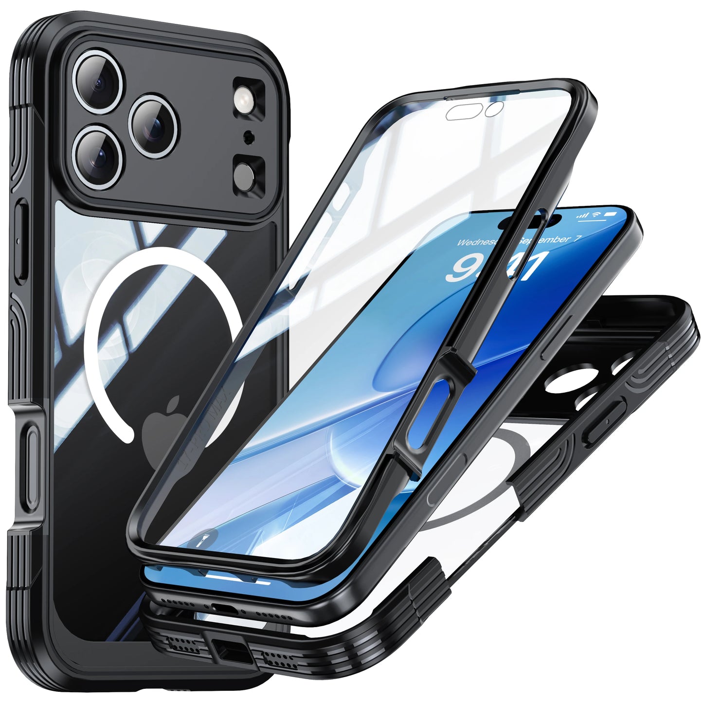 Magnetic Military-Grade Rugged Case for iPhone 17 Pro Max / 17 Pro / 17 Air — Built-In Screen Protector and Durable Body Protection