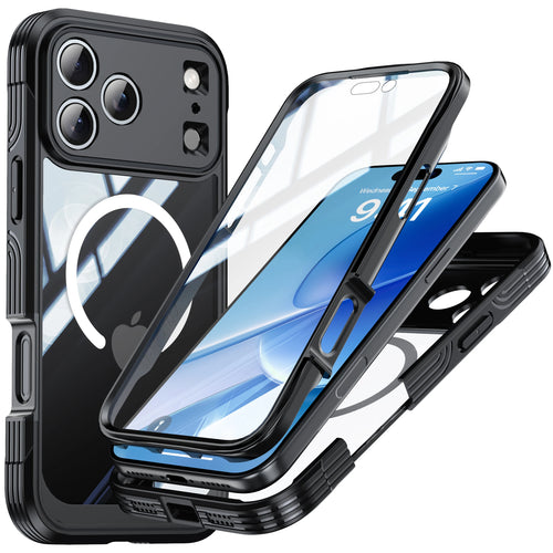 Magnetic Military-Grade Rugged Case for iPhone 17 Pro Max / 17 Pro / 17 Air — Built-In Screen Protector and Durable Body Protection
