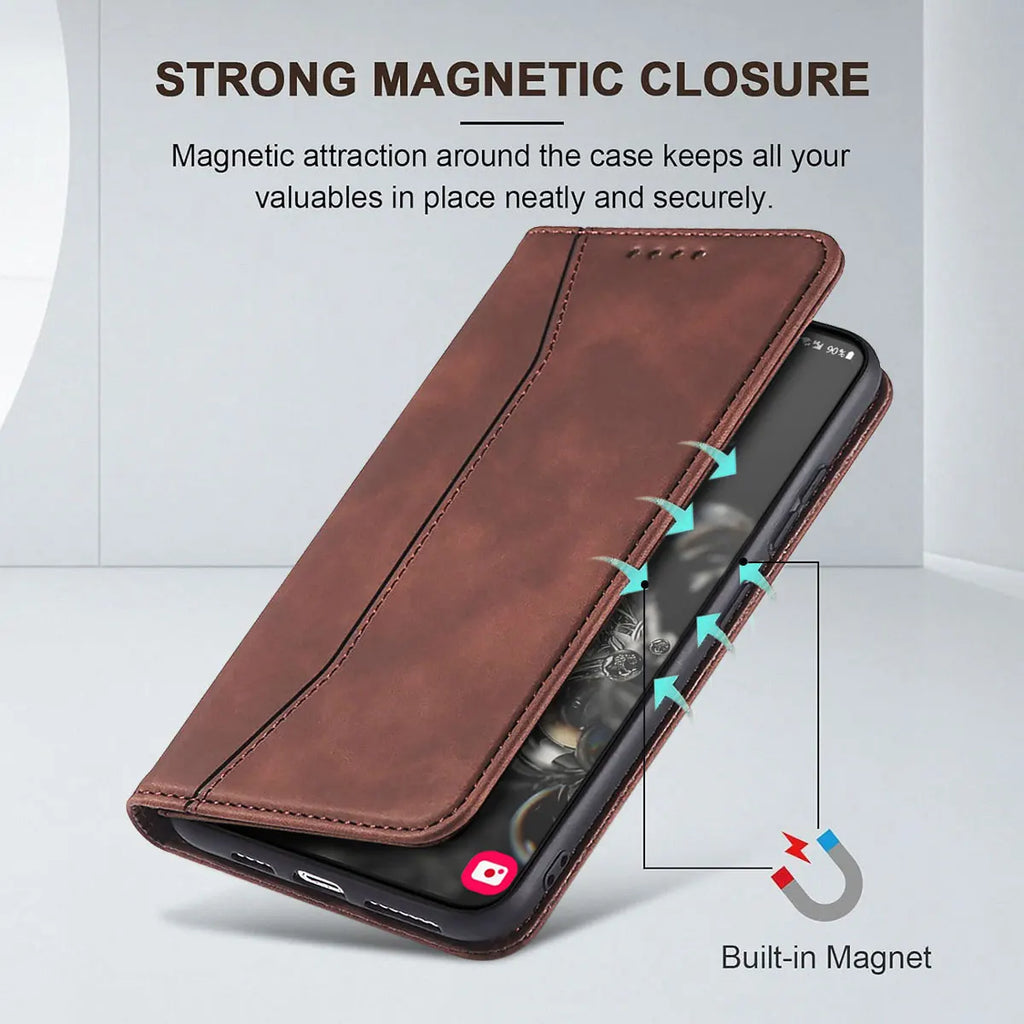 Dark Brown Samsung Galaxy S20 Leather Flip Case
