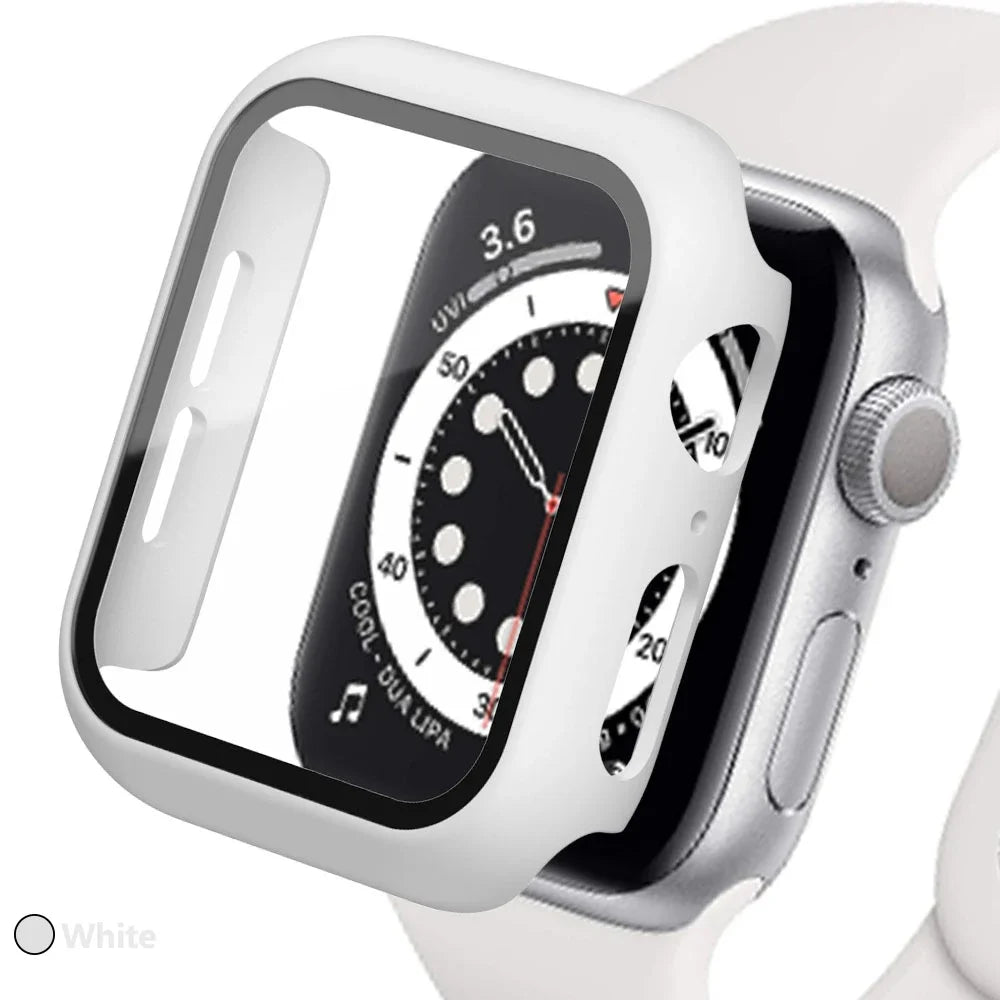 Tempered Glass Screen Protector + Case Cover for Apple Watch Ultra/SE (Series 3–8) – 41mm/44mm/45mm/49mm Compatible,  Watch Case Protector