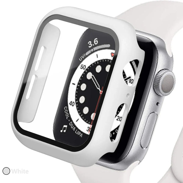 Tempered Glass Screen Protector + Case Cover for Apple Watch Ultra/SE (Series 3–8) – 41mm/44mm/45mm/49mm Compatible,  Watch Case Protector