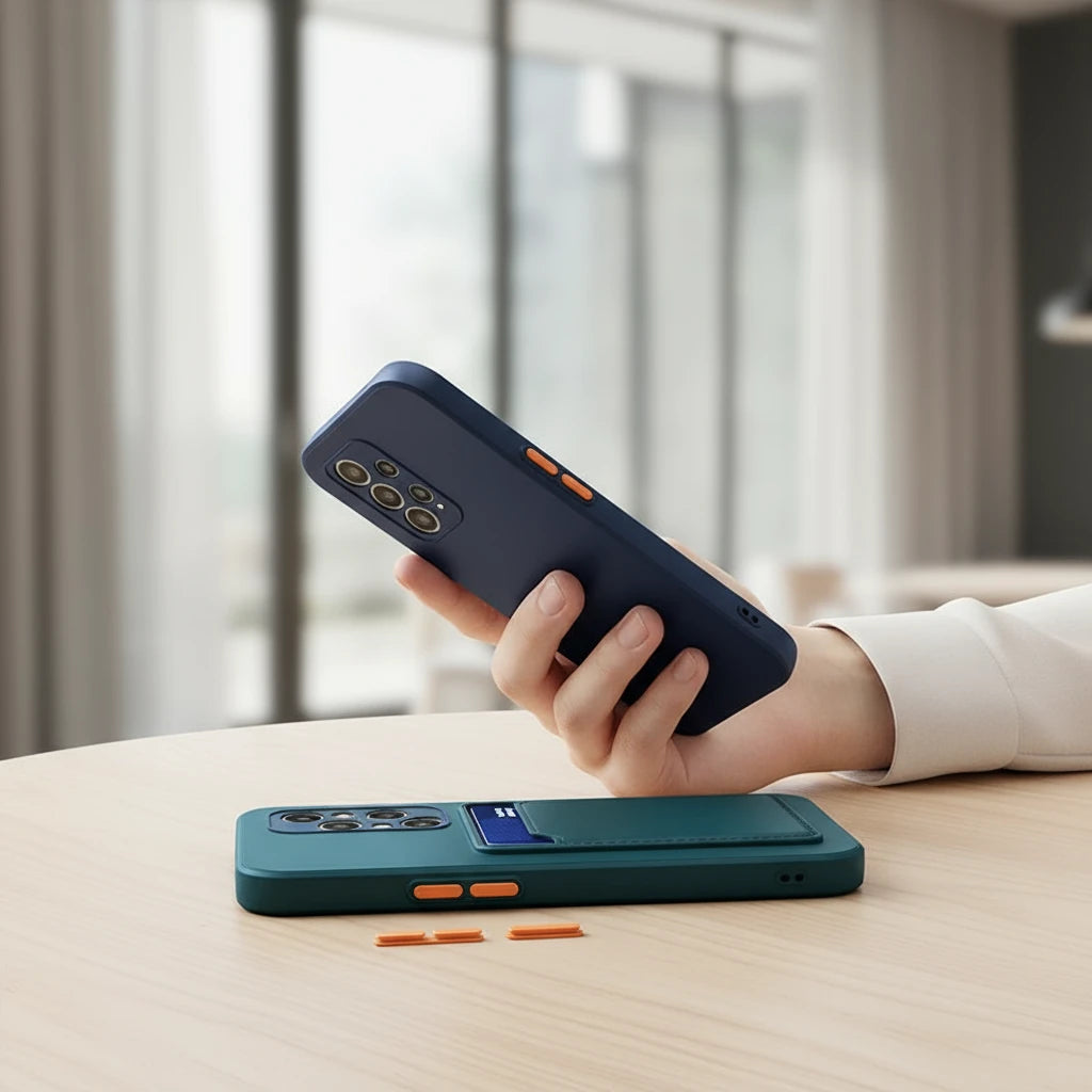 Soft Silicone Slot Wallet Card Holder Case for Samsung Galaxy (S24–S20 FE, Note20 Ultra, A51/A71/A54)