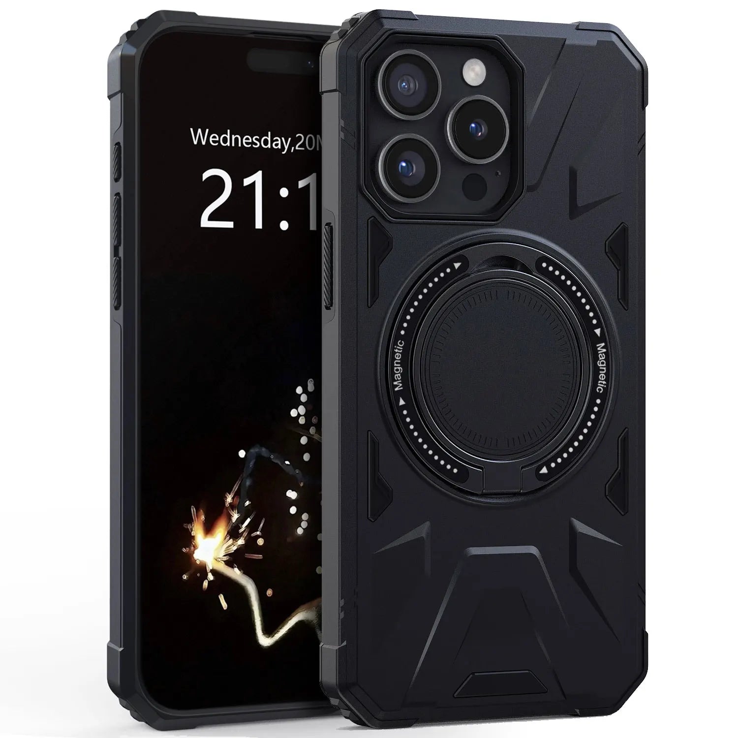 Black iPhone 14 Series Case – Shockproof Heavy Duty Hybrid Cover