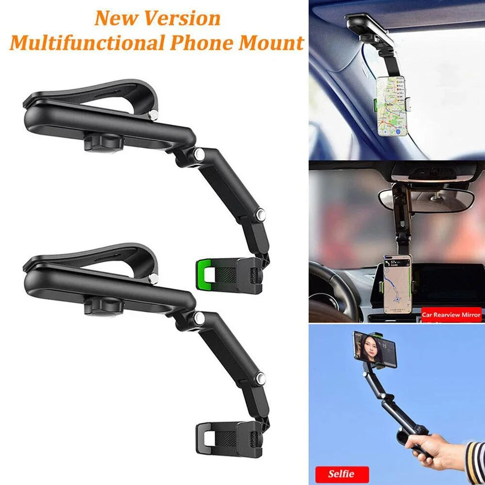 360°-Rotating Sun Visor Car Phone Clip Holder – Installation-Friendly Bracket for GPS & Mobile Devices, Vehicle Mount