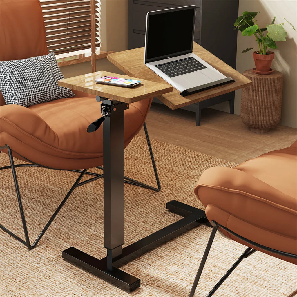 Height-Adjustable Overbed Table: Hidden Wheels & Bedside Laptop Desk