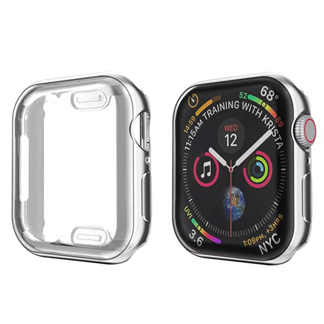 Silicone Bumper Case & Screen Protector for Apple Watch – 44mm/40mm/45mm/41mm/42mm/38mm, iWatch Series 3–9, SE, Non-Slip Guard