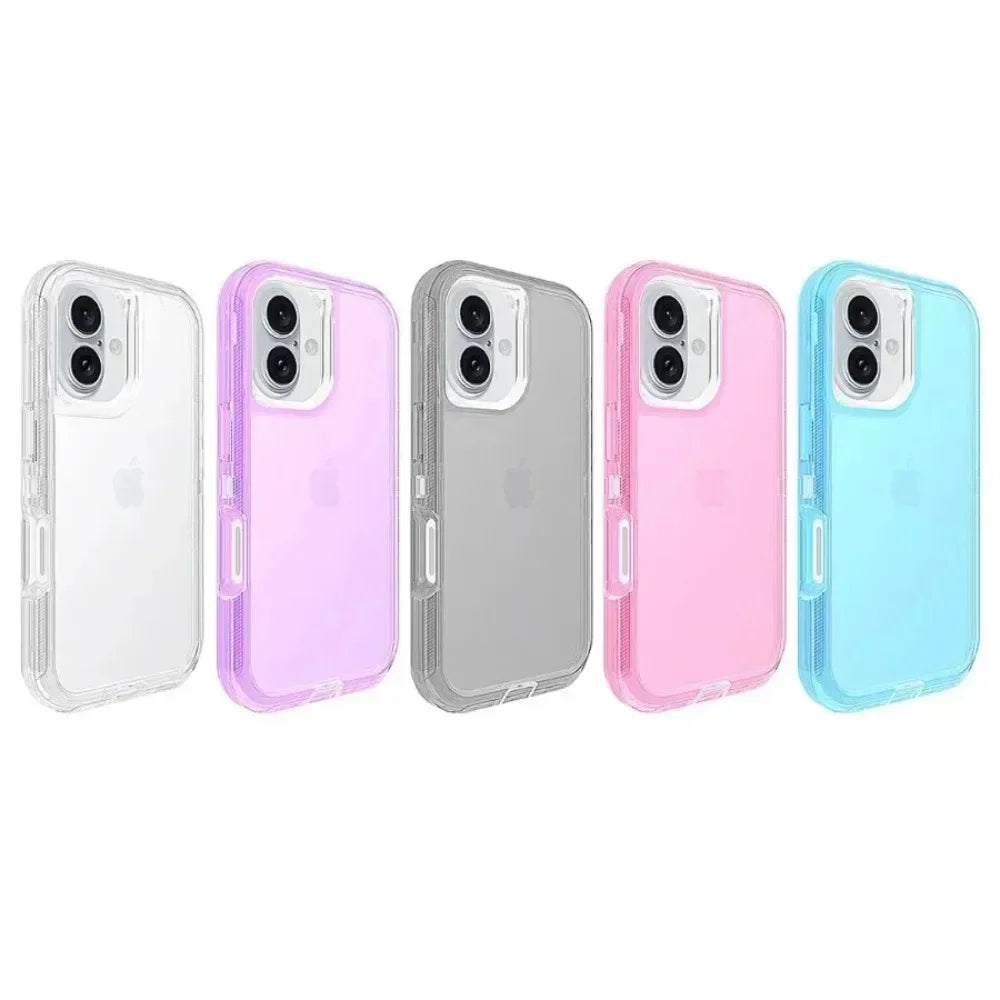 3-in-1 Hybrid Armor Phone Case for iPhone 16E/16/15/14/Plus/13/12/11 Pro Max | Shockproof Rugged Protection Cover