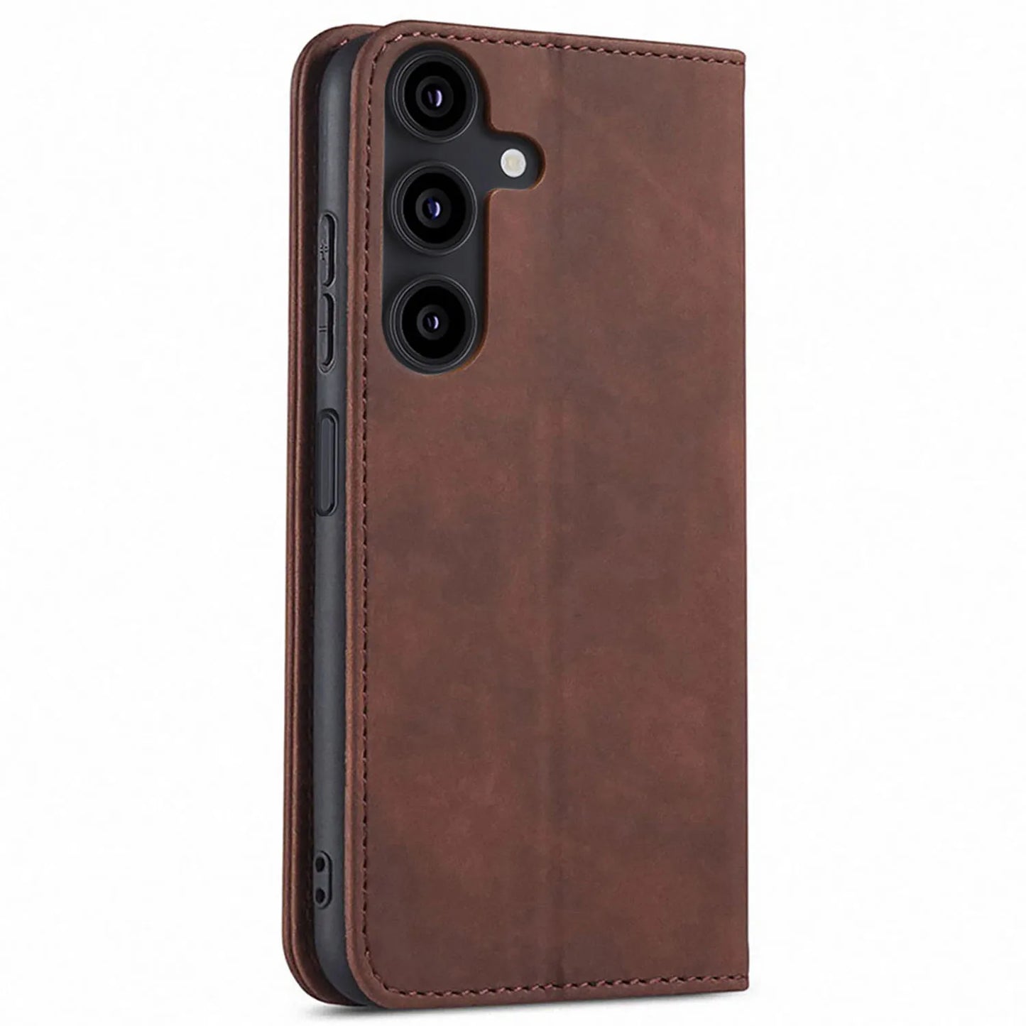 Brown Leather Flip Wallet Case for Samsung Galaxy A14 4G / 5G – Rugged Magnetic
