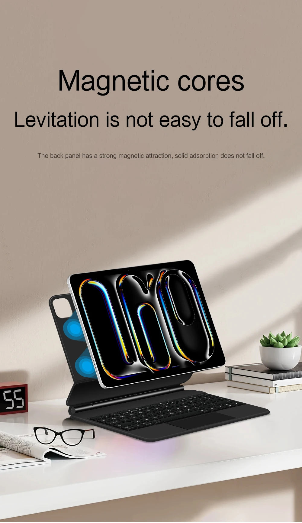 Keyboard Case For iPad Pro 11 Inch (M4) 2024 Magnetic Smart Magic Keyboards Folio Cover Backlight With Multi-Touch Trackpad