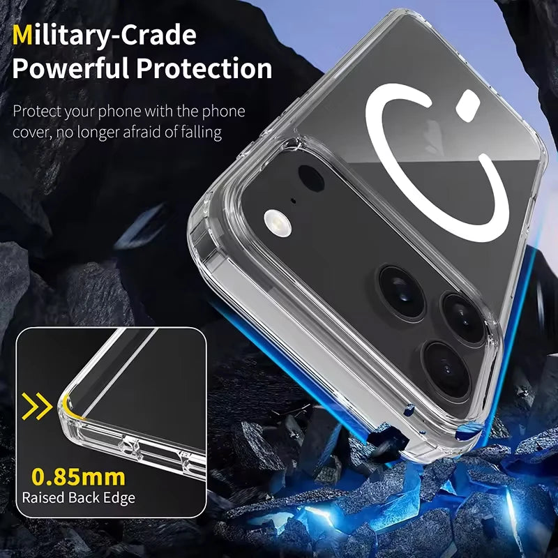 Premium Magnetic MagSafe Case for iPhone 17 Pro/Air – Clear Hard Back Soft TPU Cover