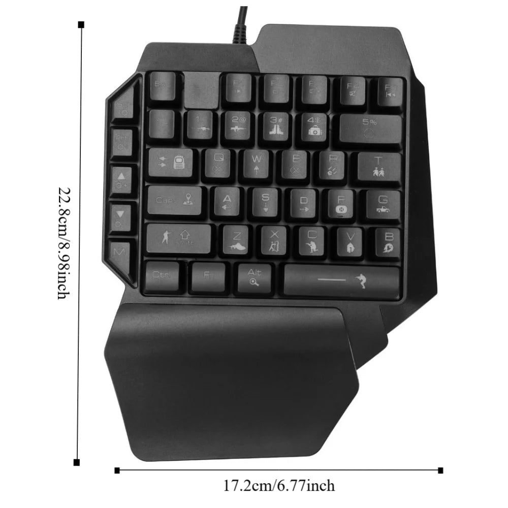 Plug-and-Play RGB Backlit One-Handed Gaming Keyboard – 39-Key USB Wired Mechanical Half Keyboard for PC Gamers