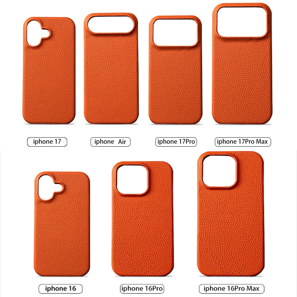 Luxury MagSafe Leather Case for iPhone 17/16/15 Pro Max Air – Cowhide Magnetic Cover