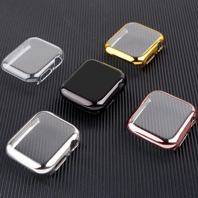 Silicone Bumper Case & Screen Protector for Apple Watch – 44mm/40mm/45mm/41mm/42mm/38mm, iWatch Series 3–9, SE, Non-Slip Guard