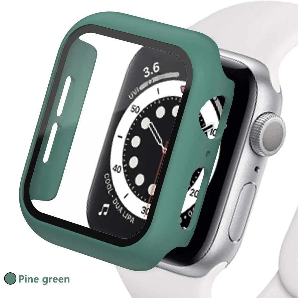 Tempered Glass Screen Protector + Case Cover for Apple Watch Ultra/SE (Series 3–8) – 41mm/44mm/45mm/49mm Compatible,  Watch Case Protector