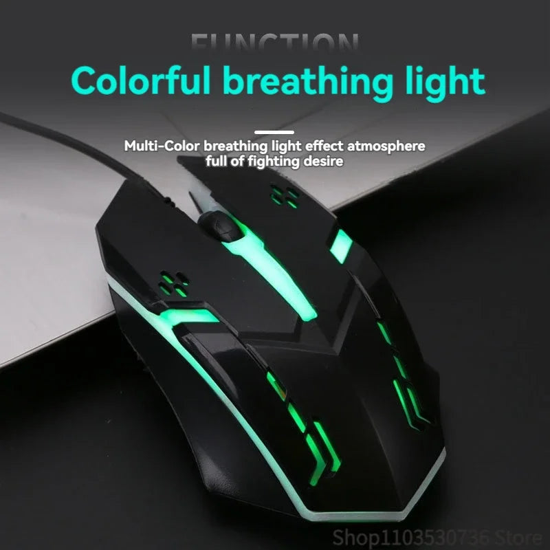 Ergonomic Wired Gaming Mouse — USB RGB Mause with LED Buttons, Silent for PC/Laptop