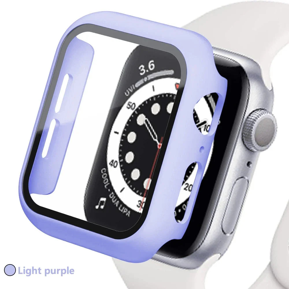 Tempered Glass Screen Protector + Case Cover for Apple Watch Ultra/SE (Series 3–8) – 41mm/44mm/45mm/49mm Compatible,  Watch Case Protector