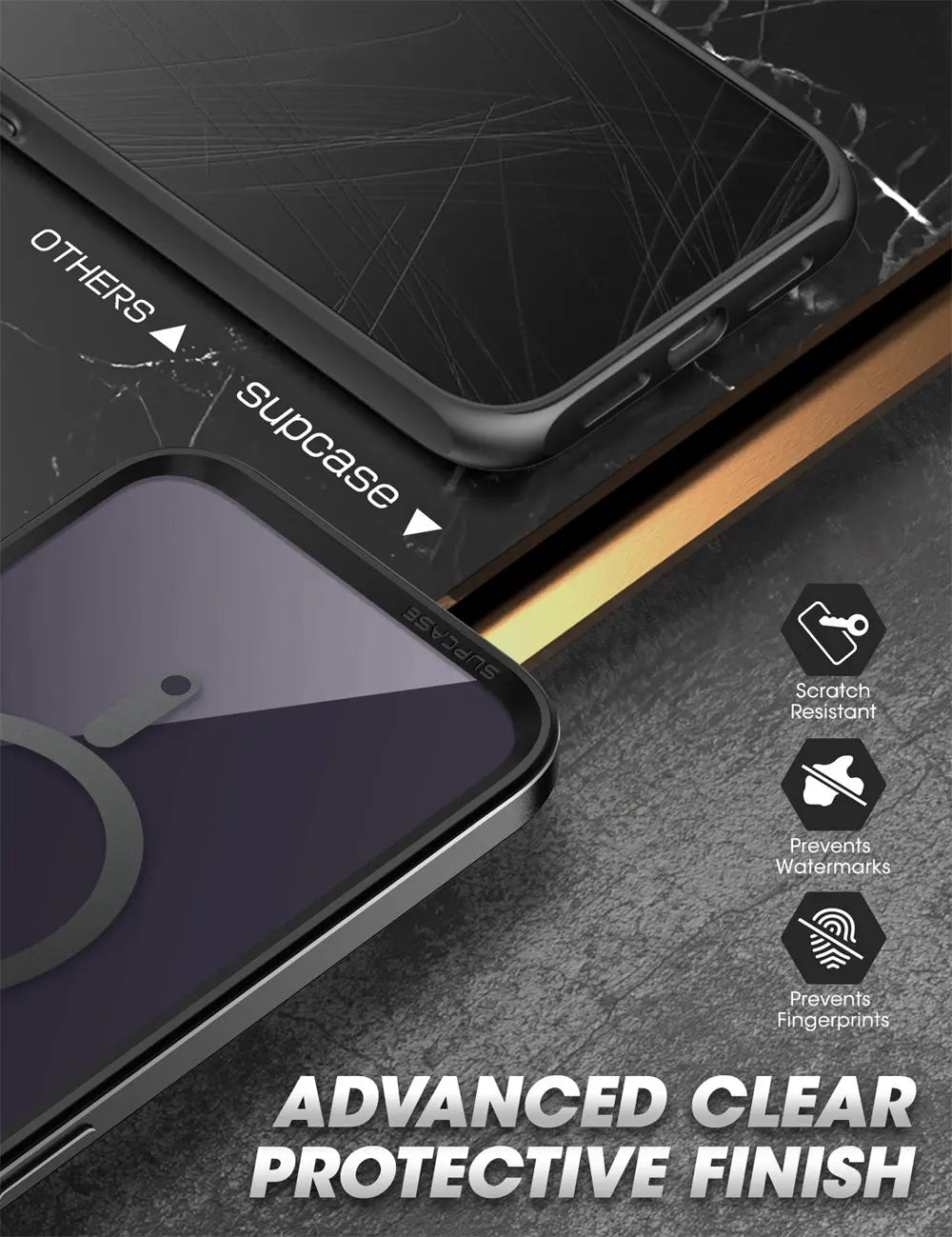 iPhone 14 Pro Case 6.1" (2022 Release) UB Edge Mag Slim Frame Clear Protective Case with Built-in Screen Protector