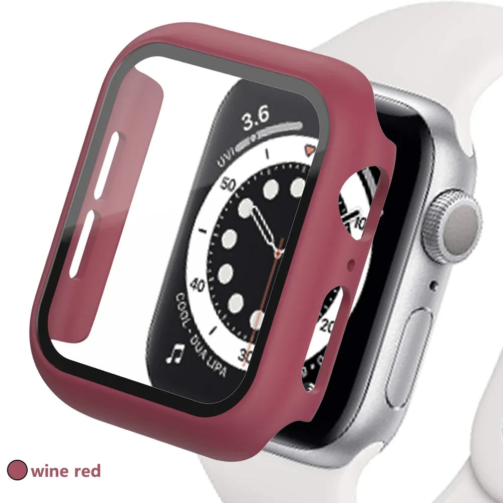 Tempered Glass Screen Protector + Case Cover for Apple Watch Ultra/SE (Series 3–8) – 41mm/44mm/45mm/49mm Compatible,  Watch Case Protector